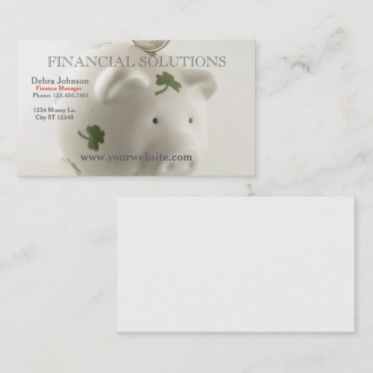 Financial Solutions Lucky Piggy Bank Visitekaartje (Voorkant / Achterkant)