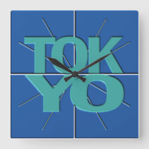 Financial Stock Market Timezone Tokyo Wall Clock Vierkante Klok