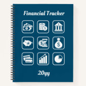 Financial Tracker Blue en White Notitieboek (Voorkant)