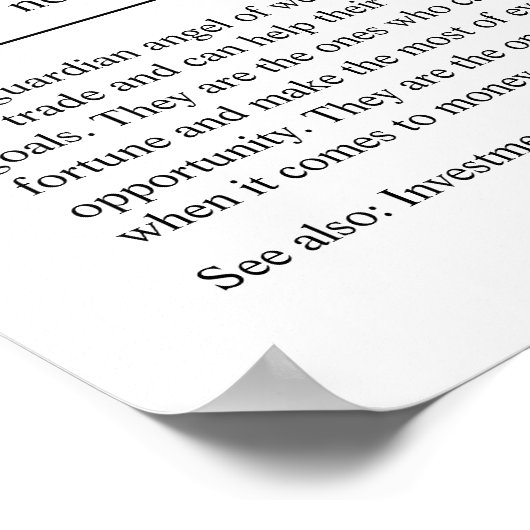 Financieel adviseur - Aangepersonaliseerd Gift Pos Poster (Hoek)