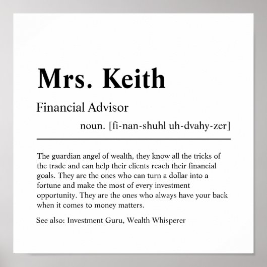 Financieel adviseur - Aangepersonaliseerd Gift Pos Poster (Voorkant)