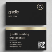 Financieel Adviseur Black QR Code Gold Folie Visitekaartje