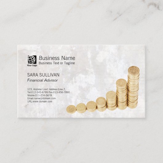 Financieel Adviseur FinanceServices Geld Munten St Visitekaartje (Voorkant)