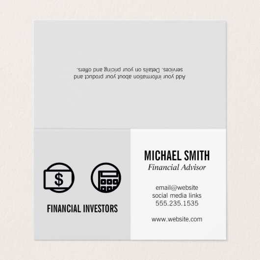 financieel adviseur | Geld | Visitekaartje (Buitenkant ongevouwen)