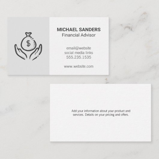 Financieel adviseur | Investeringen | Postbus Hand Visitekaartje (Voorkant / Achterkant)