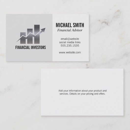 Financieel Adviseur | Investeringen | Staafdiagram Visitekaartje (Voorkant / Achterkant)