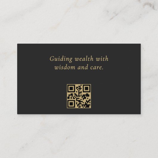 Financieel Adviseur Minimal Black Gold QR-code Visitekaartje (Achterkant)