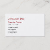 Financieel Adviseur Persoonlijke Kaart Visitekaartje (Achterkant)