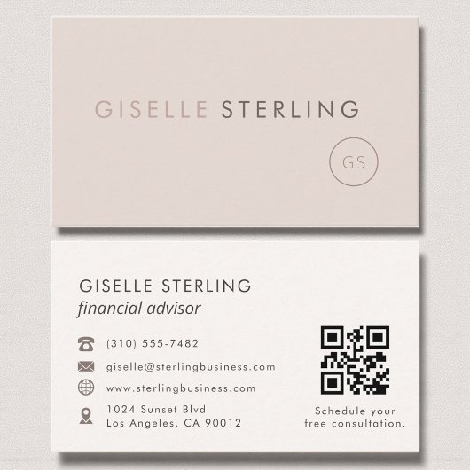 Financieel Adviseur QR Code Blush Pink Luxury Visitekaartje