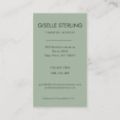 Financieel adviseur Sage Green Professional Foto Visitekaartje (Achterkant)