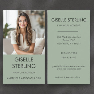 Financieel adviseur Sage Green Professional Foto Visitekaartje
