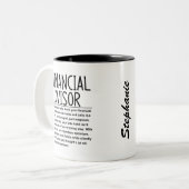 Financieel adviseur tweekleurige koffiemok (Voorkant links)