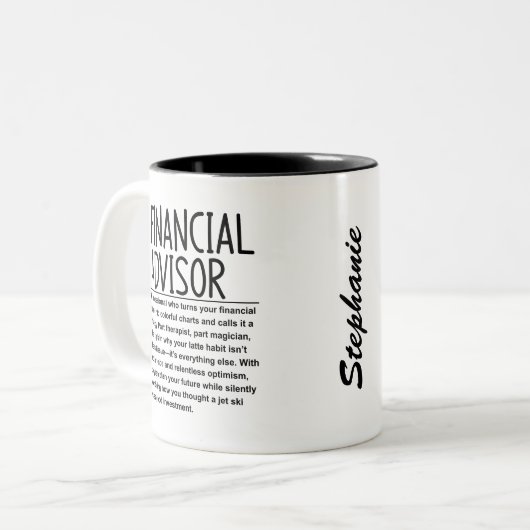 Financieel adviseur tweekleurige koffiemok (Voorkant links)