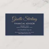 Financieel Agent Navy Blue Gold Foto QR-code Visitekaartje (Achterkant)