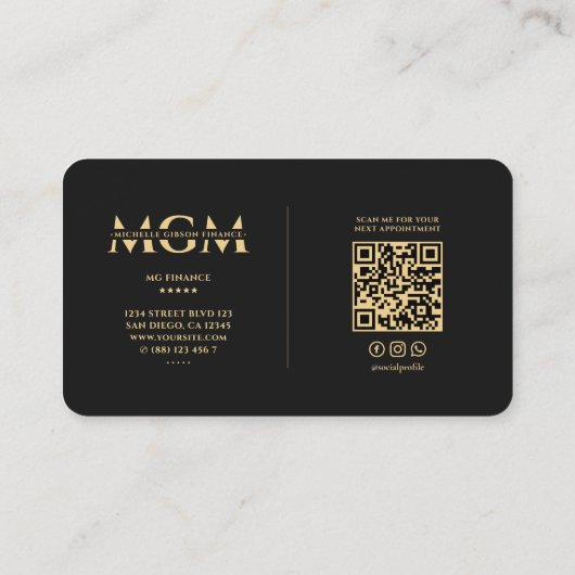 Financieel Analist Consultant Adviseur Modern Zwar Visitekaartje (Achterkant)