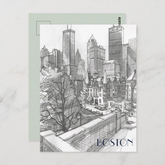 Financieel District Boston Briefkaart (Voorkant / Achterkant)