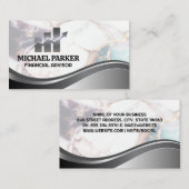 Financieel Logo | Kleurrijk Marmer | Metaalachtig Visitekaartje (Voorkant / Achterkant)