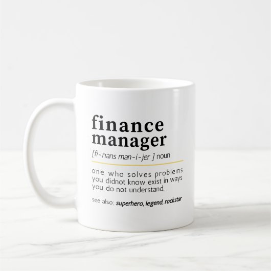 Financieel manager – Grappige definitie Koffiemok (Links)