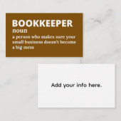 Financieel Organisator - Grappige definitie Visitekaartje (Voorkant / Achterkant)