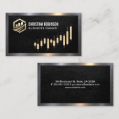 Financieel pictogram | Gold Candlestick Graph Visitekaartje (Voorkant / Achterkant)