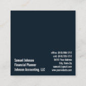 Financieel Planner Accountant Vermogensbeheer Vierkante Visitekaartje (Achterkant)