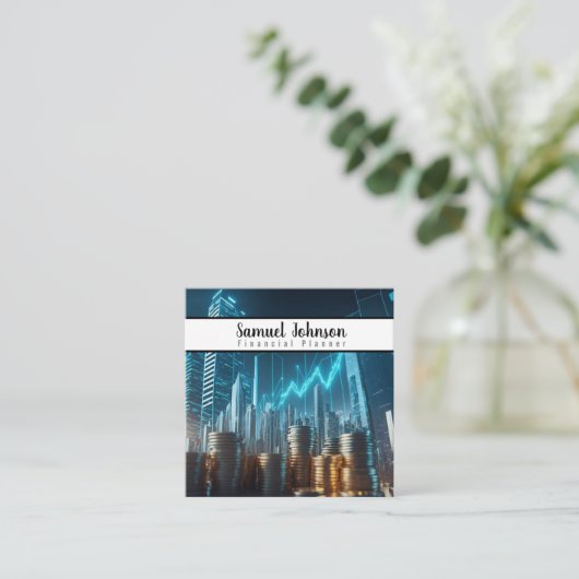 Financieel Planner Accountant Vermogensbeheer Vierkante Visitekaartje (Staand voorkant)