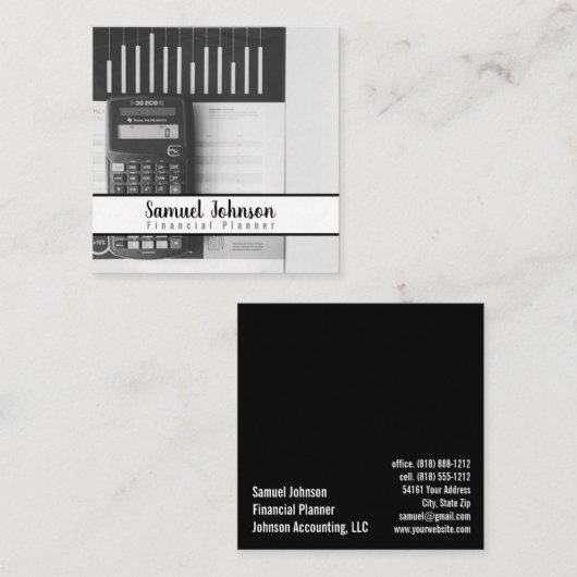 Financieel Planner Accountant Vermogensbeheer Vierkante Visitekaartje (Voorkant / Achterkant)