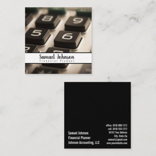 Financieel Planner Accountant Vermogensbeheer Vierkante Visitekaartje (Voorkant / Achterkant)