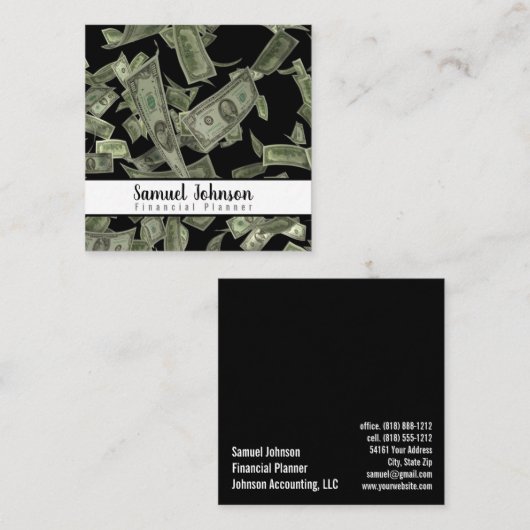 Financieel Planner Accountant Vermogensbeheer Vierkante Visitekaartje (Voorkant / Achterkant)