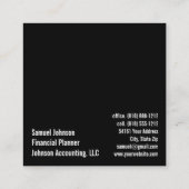 Financieel Planner Accountant Vermogensbeheer Vierkante Visitekaartje (Achterkant)