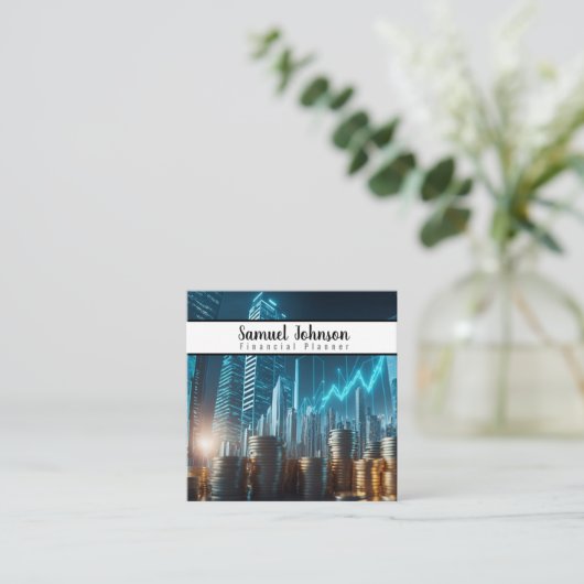 Financieel Planner Accountant Vermogensbeheer Vierkante Visitekaartje (Staand voorkant)