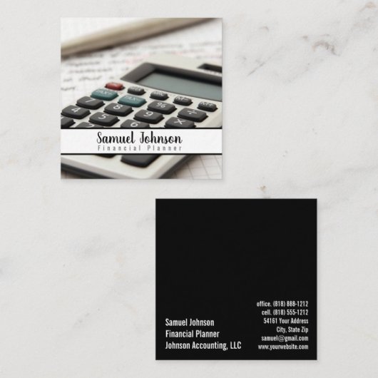 Financieel Planner Accountant Vermogensbeheer Vierkante Visitekaartje (Voorkant / Achterkant)