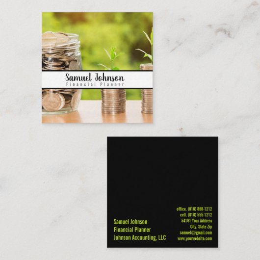 Financieel Planner Accountant Vermogensbeheer Vierkante Visitekaartje (Voorkant / Achterkant)
