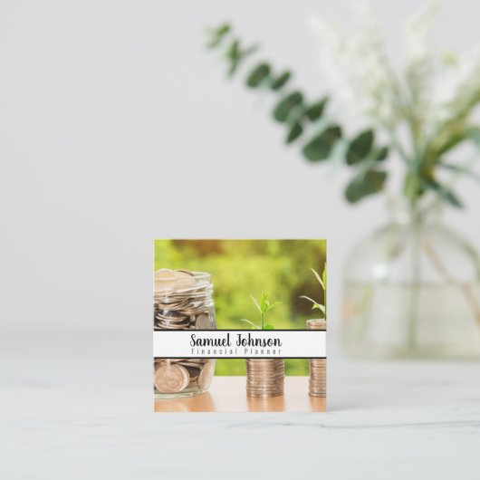 Financieel Planner Accountant Vermogensbeheer Vierkante Visitekaartje (Staand voorkant)