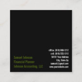 Financieel Planner Accountant Vermogensbeheer Vierkante Visitekaartje (Achterkant)