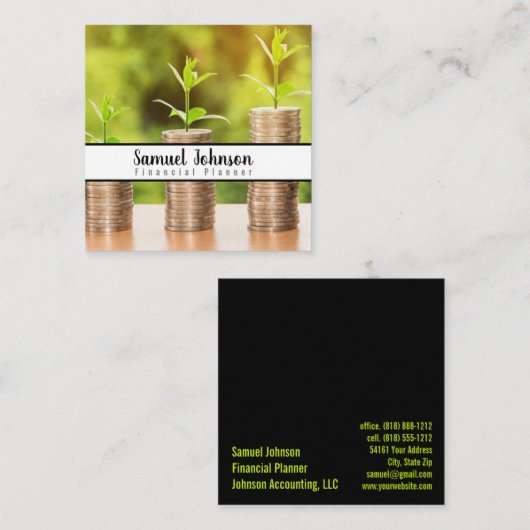 Financieel Planner Accountant Vermogensbeheer Vierkante Visitekaartje (Voorkant / Achterkant)