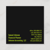 Financieel Planner Accountant Vermogensbeheer Vierkante Visitekaartje (Achterkant)