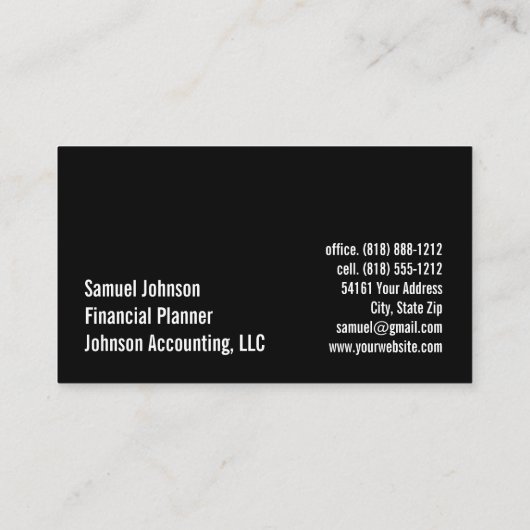 Financieel Planner Accountant Vermogensbeheer Visitekaartje (Achterkant)