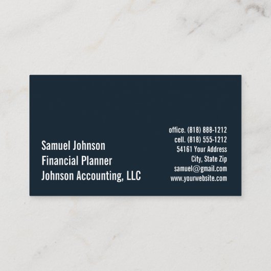 Financieel Planner Accountant Vermogensbeheer Visitekaartje (Achterkant)