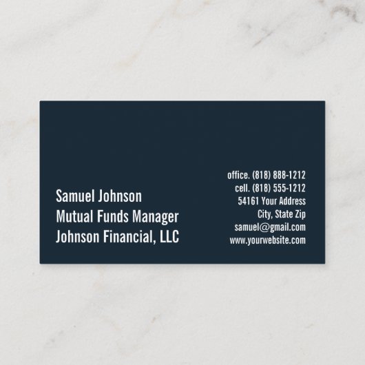 Financieel Planner Accountant Vermogensbeheer Visitekaartje (Achterkant)