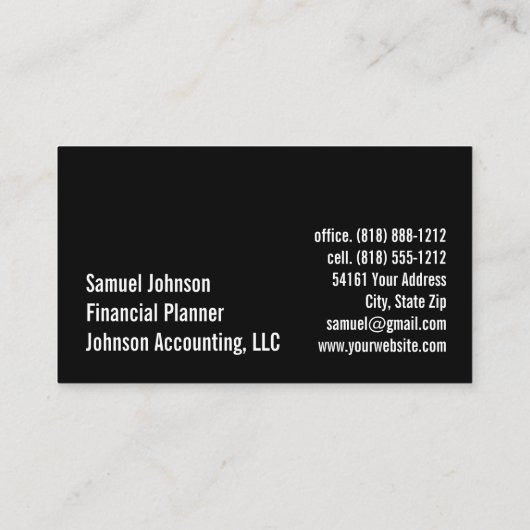 Financieel Planner Accountant Vermogensbeheer Visitekaartje (Achterkant)