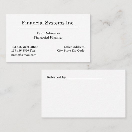 Financieel Planner Professionele Visitekaartjes (Voorkant / Achterkant)