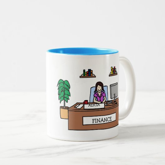 Financieel professional - aangepaste mok cartoon (Voorkant rechts)