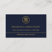 Financiële adviseur Blue Gold Logo QR Code Visitekaartje (Voorkant)