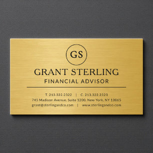 Financiële adviseur Goud Metallic Luxe Monogram Visitekaartje