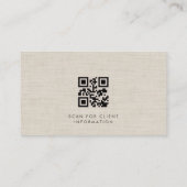 Financiële adviseur Luxe neutrale linnen QR-code Visitekaartje (Achterkant)