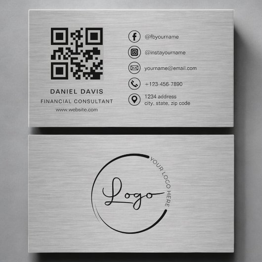 Financiële adviseur Metal QR-code Visitekaartje