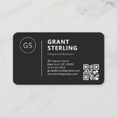 Financiële adviseur Zwarte Logo QR-code Profession Visitekaartje (Voorkant)