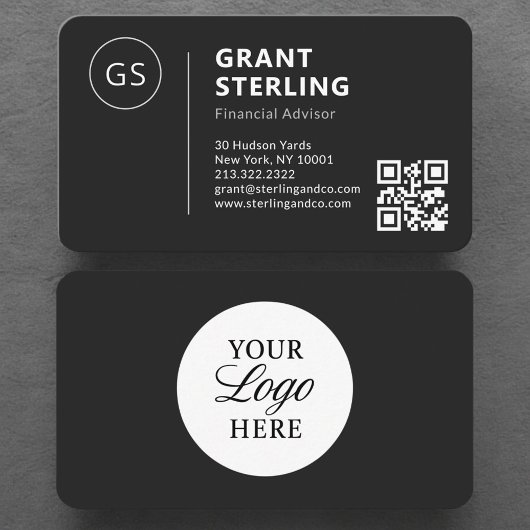 Financiële adviseur Zwarte Logo QR-code Profession Visitekaartje