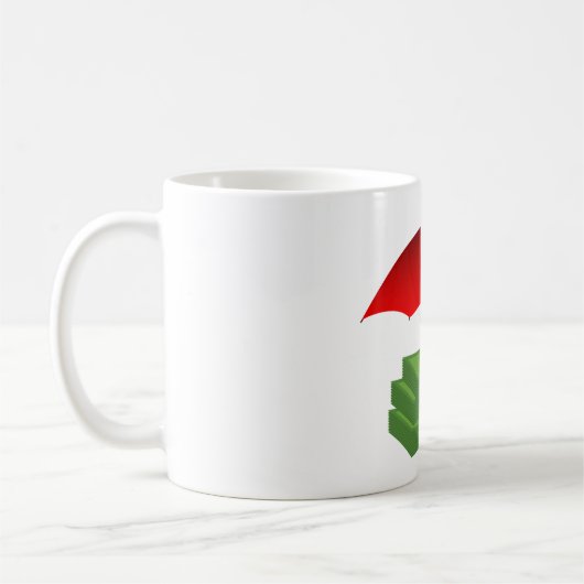 Financiële beveiliging met rode paraplu koffiemok (Links)